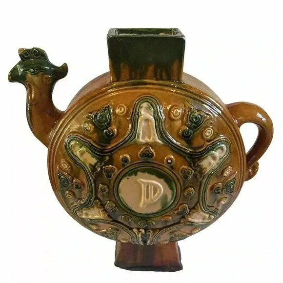 Antique Chinese Possible Tang Sancai Porcelain Pottery Phoenix Decorative Jar - Picture 3 of 16